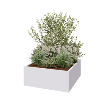 Pflanzkübel aus Stahl - Viereckig - 100 x 100 x 40 cm - RAL9010 matte (weiß) - Ohne Bodenplatte