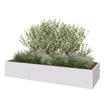 Hochbeet XXL aus Stahl - Rechteckig - 360 x 120 x 60 cm - RAL9010 matte (weiß) - Mit Bodenplatte