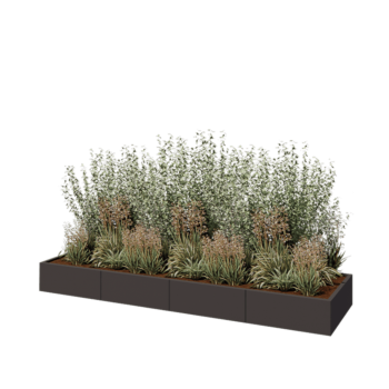 Hochbeet XXL aus Stahl - Rechteckig - 320 x 80 x 30 cm - RAL7016 matte (anthrazitgrau) - Mit Bodenplatte