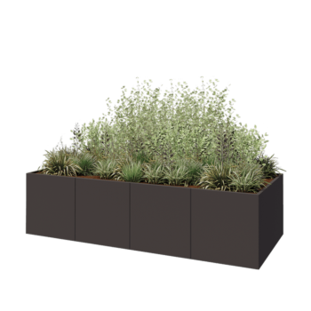 Hochbeet XXL aus Stahl - Rechteckig - 320 x 120 x 80 cm - RAL7016 matte (anthrazitgrau) - Mit Bodenplatte