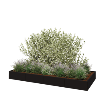 Hochbeet XXL aus Stahl - Rechteckig - 320 x 120 x 30 cm - RAL9005 matte (schwarz) - Ohne Bodenplatte