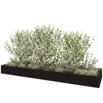 Hochbeet XXL aus Stahl - Rechteckig - 480 x 120 x 40 cm - RAL9005 matte (schwarz) - Mit Bodenplatte