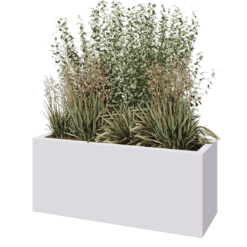 Fiberglas Pflanzkübel - Rechteck - 120 x 40 x 50 cm - RAL9010 matte (Weiß) - Mit Boden