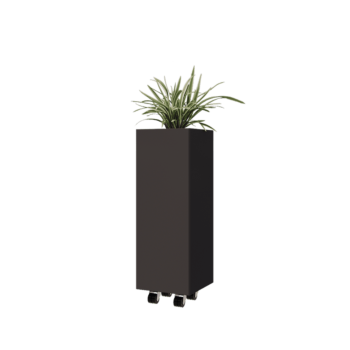 Pflanzkübel aus Stahl - Viereckig - 30 x 30 x 80 cm - RAL7016 matte (anthrazitgrau) - Mit Bodenplatte - Mit Rollen