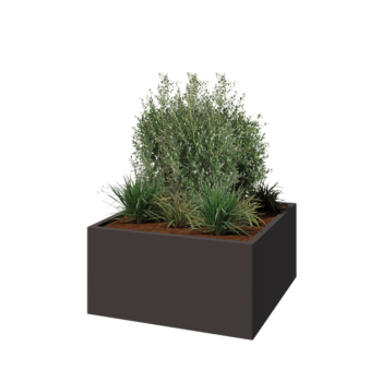 Pflanzkübel aus Stahl - Viereckig - 100 x 100 x 50 cm - RAL7016 matte (anthrazitgrau) - Mit Bodenplatte