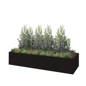 Hochbeet XXL aus Stahl - Rechteckig - 320 x 100 x 60 cm - RAL9005 matte (schwarz) - Ohne Bodenplatte