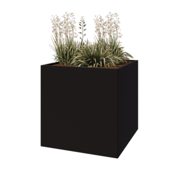 Pflanzkübel aus Stahl - Viereckig - 100 x 100 x 100 cm - RAL9005 matte (schwarz) - Ohne Bodenplatte