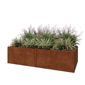 Cortenstahl Hochbeet XXL - Rechteckig - 200 x 100 x 50 cm - Mit Bodenplatte