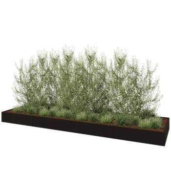 Hochbeet XXL aus Stahl - Rechteckig - 480 x 120 x 30 cm - RAL9005 matte (schwarz) - Mit Bodenplatte