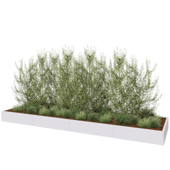 Hochbeet XXL aus Stahl - Rechteckig - 480 x 120 x 30 cm - RAL9010 matte (weiß) - Mit Bodenplatte