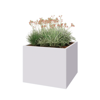 Pflanzkübel aus Stahl - Viereckig - 100 x 100 x 80 cm - RAL9010 matte (weiß) - Ohne Bodenplatte