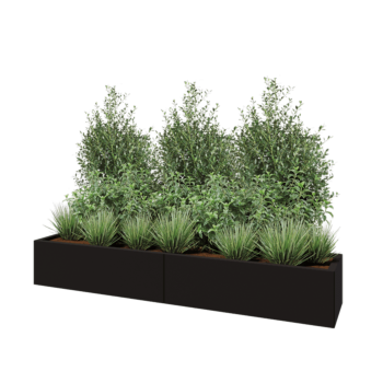 Hochbeet XXL aus Stahl - Rechteckig - 200 x 40 x 30 cm - RAL9005 matte (schwarz) - Ohne Bodenplatte