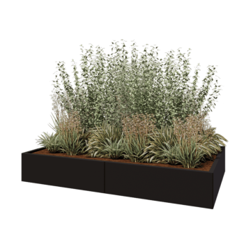 Hochbeet XXL aus Stahl - Rechteckig - 200 x 120 x 30 cm - RAL9005 matte (schwarz) - Mit Bodenplatte