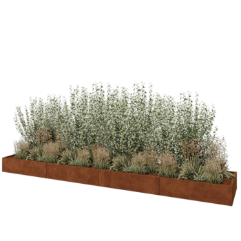 Cortenstahl Hochbeet XXL - Rechteckig - 480 x 80 x 30 cm - Mit Bodenplatte