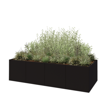 Hochbeet XXL aus Stahl - Rechteckig - 320 x 120 x 80 cm - RAL9005 matte (schwarz) - Ohne Bodenplatte