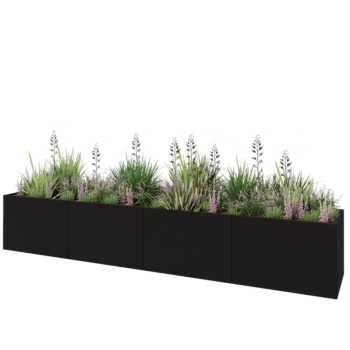 Hochbeet XXL aus Stahl - Rechteckig - 480 x 80 x 80 cm - RAL9005 matte (schwarz) - Mit Bodenplatte