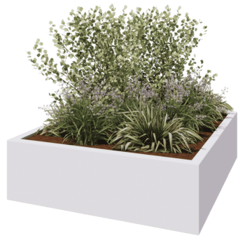 Fiberglas Pflanzkübel - Viereck - 200 x 200 x 60 cm - RAL9010 matte (Weiß) - Mit Boden