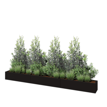 Hochbeet XXL aus Stahl - Rechteckig - 360 x 30 x 30 cm - RAL9005 matte (schwarz) - Ohne Bodenplatte