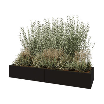 Hochbeet XXL aus Stahl - Rechteckig - 200 x 60 x 30 cm - RAL9005 matte (schwarz) - Mit Bodenplatte