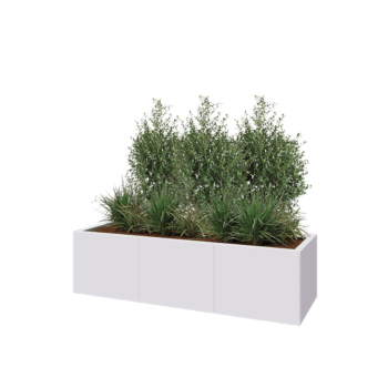 Hochbeet XXL aus Stahl - Rechteckig - 150 x 50 x 40 cm - RAL9010 matte (weiß) - Mit Bodenplatte