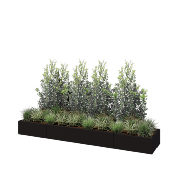 Hochbeet XXL aus Stahl - Rechteckig - 320 x 60 x 30 cm - RAL9005 matte (schwarz) - Ohne Bodenplatte