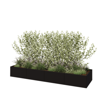 Hochbeet XXL aus Stahl - Rechteckig - 320 x 80 x 40 cm - RAL9005 matte (schwarz) - Ohne Bodenplatte