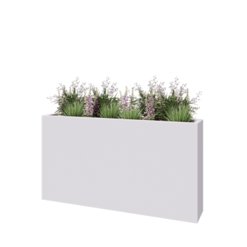 Fiberglas Pflanzkübel - Rechteck - 150 x 25 x 80 cm - RAL9010 matte (Weiß) - Mit Boden