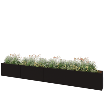 Hochbeet XXL aus Stahl - Rechteckig - 480 x 40 x 60 cm - RAL9005 matte (schwarz) - Ohne Bodenplatte