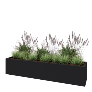 Fiberglas Pflanzkübel - Rechteck - 200 x 40 x 40 cm - RAL7021 matte (schwarzgrau) - Mit Boden