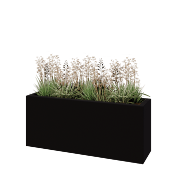 Fiberglas Pflanzkübel - Rechteck - 120 x 30 x 50 cm - RAL9005 matte (Schwarz) - Mit Boden