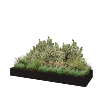 Hochbeet XXL aus Stahl - Rechteckig - 320 x 100 x 30 cm - RAL9005 matte (schwarz) - Mit Bodenplatte