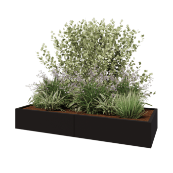 Hochbeet XXL aus Stahl - Rechteckig - 200 x 80 x 30 cm - RAL9005 matte (schwarz) - Ohne Bodenplatte