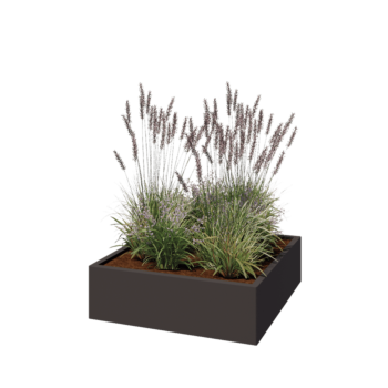 Pflanzkübel aus Stahl - Viereckig - 100 x 100 x 30 cm - RAL7016 matte (anthrazitgrau) - Ohne Bodenplatte