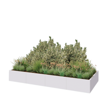 Hochbeet XXL aus Stahl - Rechteckig - 320 x 120 x 40 cm - RAL9010 matte (weiß) - Ohne Bodenplatte