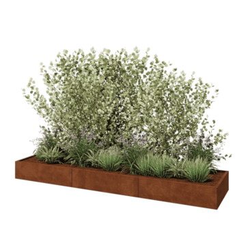 Cortenstahl Hochbeet XXL - Rechteckig - 360 x 80 x 30 cm - Mit Bodenplatte