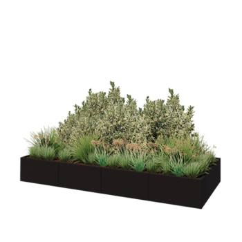 Hochbeet XXL aus Stahl - Rechteckig - 320 x 120 x 40 cm - RAL9005 matte (schwarz) - Ohne Bodenplatte