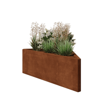 Cortenstahl Pflanzkübel - Dreieckig ongleichseitig - 112,2 x 60,5 x 40 cm - Ohne Bodenplatte