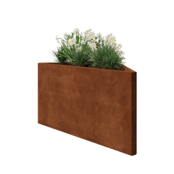 Cortenstahl Pflanzkübel - Dreieckig ongleichseitig - 112,2 x 60,5 x 60 cm - Ohne Bodenplatte