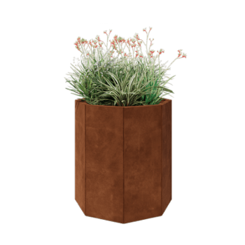 Cortenstahl Pflanzkübel - Achteckig - 72,4 x 72,4 x 80 cm - Ohne Bodenplatte