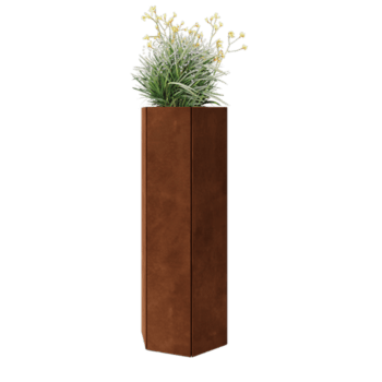 Cortenstahl Pflanzkübel - Sechseckig - 39,3 x 34,6 x 100 cm - Ohne Bodenplatte