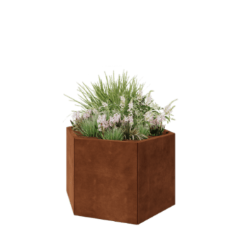 Cortenstahl Pflanzkübel - Sechseckig - 99,3 x 86,6 x 60 cm - Ohne Bodenplatte