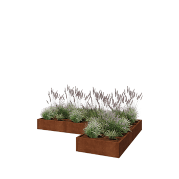 Cortenstahl Pflanzkübel - L-Form - 300 x 200 x 30 cm - Mit Bodenplatte