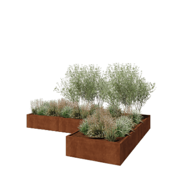 Cortenstahl Pflanzkübel - L-Form - 360 x 240 x 40 cm - Ohne Bodenplatte