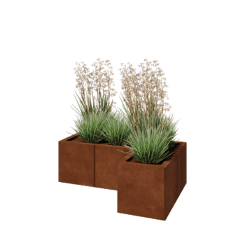 Cortenstahl Pflanzkübel - L-Form - 90 x 60 x 30 cm - Mit Bodenplatte