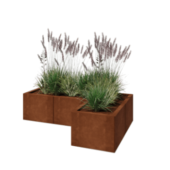 Cortenstahl Pflanzkübel - L-Form - 120 x 80 x 30 cm - Ohne Bodenplatte