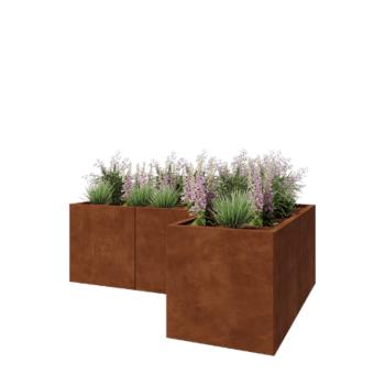 Cortenstahl Pflanzkübel - L-Form - 180 x 120 x 60 cm - Mit Bodenplatte