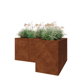 Cortenstahl Pflanzkübel - L-Form - 180 x 120 x 80 cm - Mit Bodenplatte