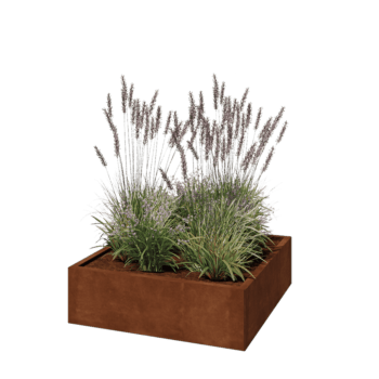 Cortenstahl Pflanzkübel - Viereckig - 100 x 100 x 30 cm - Ohne Bodenplatte