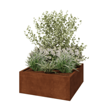 Cortenstahl Pflanzkübel - Viereckig - 100 x 100 x 40 cm - Ohne Bodenplatte