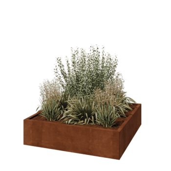 Cortenstahl Pflanzkübel - Viereckig - 120 x 120 x 30 cm - Ohne Bodenplatte